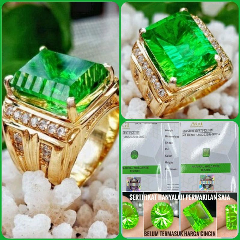 CINCIN BATU PERMATA KING GREEN MOLDAVITE ORIGINAL // RING ALPAKA SUPER | NO MEMO