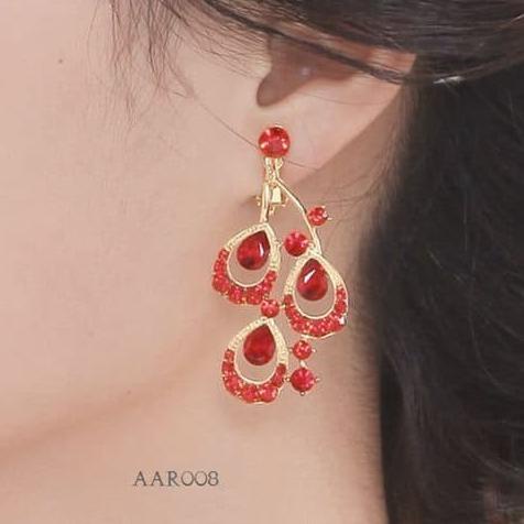 Anting Merah Pesta Bridal -Aksesoris Fashoin - Anting Wanita - AAR 008