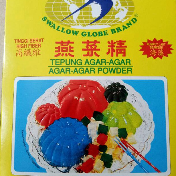 

Jual.. Tepung Agar-Agar Swallow Globe Brand satu dus kecil isi 12 sachet . INE