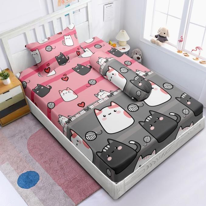 Promo Sprei Lady Rose 90 100 120 Small Single Set Motif Kucing Cat Cute Furr