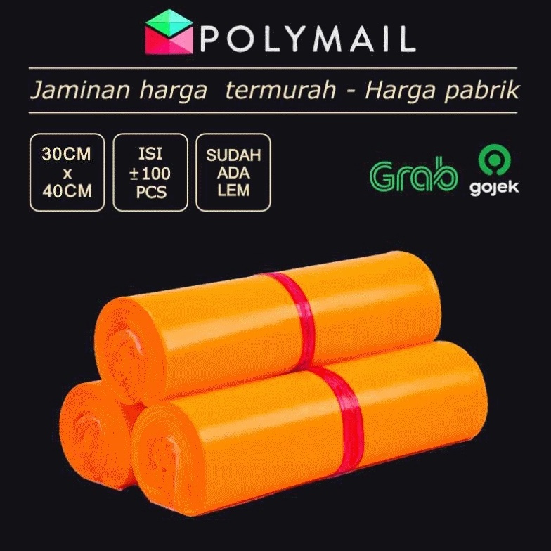 

82 POLYMAILER ±100PCS 30x40CM ORANGE GLOSSY PLASTIK PACKING hlazr