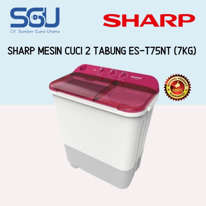 SHARP ES-T75NT-BL Mesin Cuci 2 Tabung 7kg EST75NT / ES T75NT