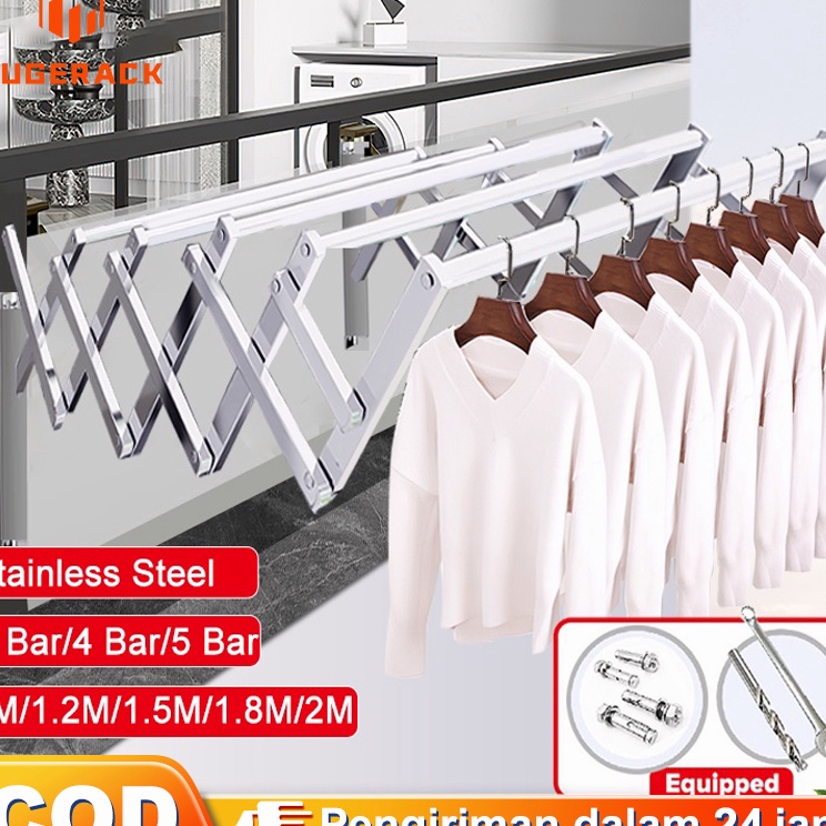 Dijual kakak Jemuran dinding lipat stainless steel Jemuran baju  lipat Jemuran handuk 200cm