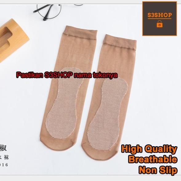 Kaos Kaki Kerja Stocking Wanita Transparan Tipis Silky Socks Bantalan