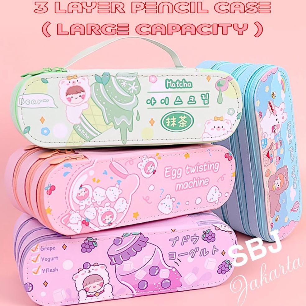 

Jaman Now.. Tempat Pensil Kotak Pensil 3 Layer Korean Style Pensil Case SBJ-PC3L 40