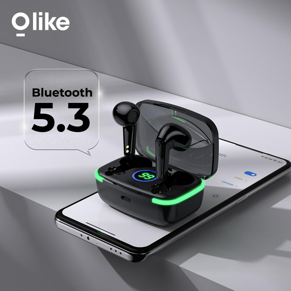 Terbaik.. OLIKE TRUE WIRELESS BLUETOOTH EARPHONE EARBUDS TWS HEADSET DISPLAY EJ4
