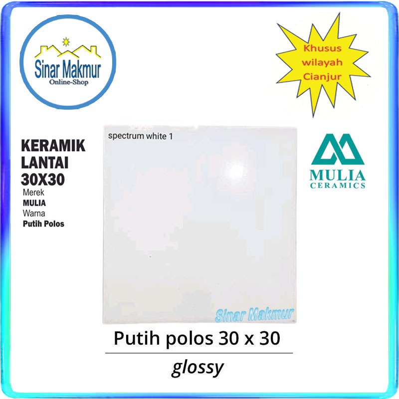 Keramik Lantai 30x30 Putih Polos White (MULIA)