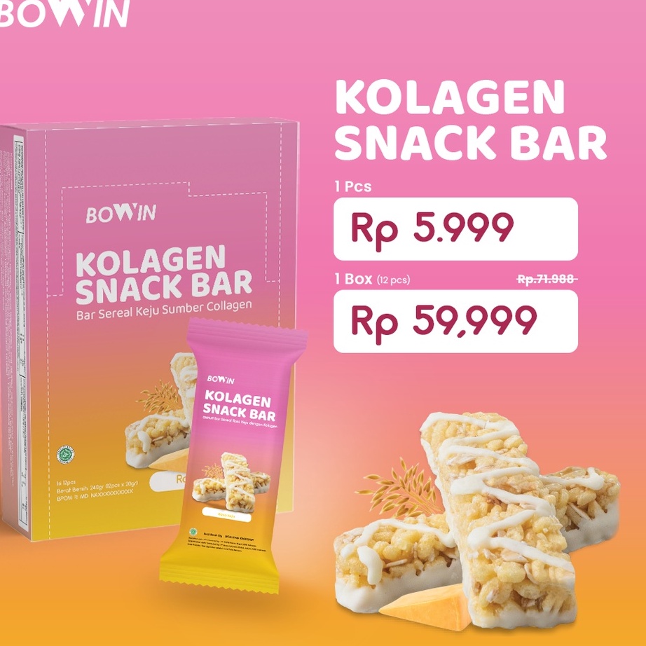 

⁂Grosir❊ YYWLU Bowin Kolagen Bar 1,000mg (1 Box = 12 Pcs) - Snack Sehat Oat Tinggi Serat, Rendah Gula & Kalori W49 ➫Stock Banyak