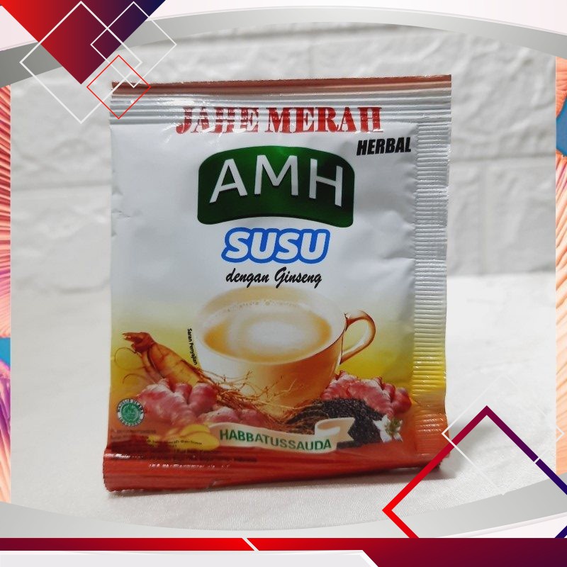 

Jahe Merah AMH Susu Dengan Ginseng & Habbatussauda 18gr .