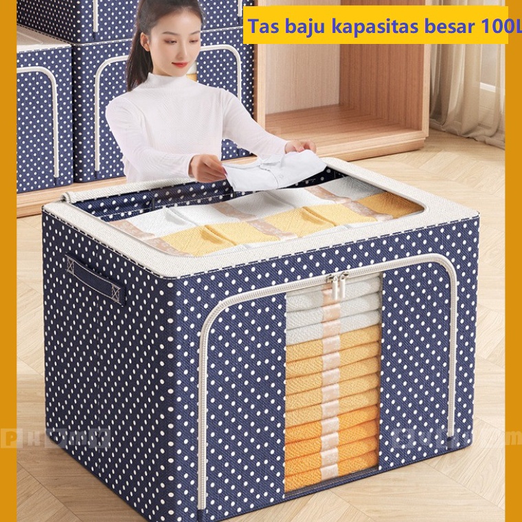 Flash Sale 24L/72L/100L Tempat baju / tempat penyimpanan baju/ tempat baju lipat/tas baju/storage bo