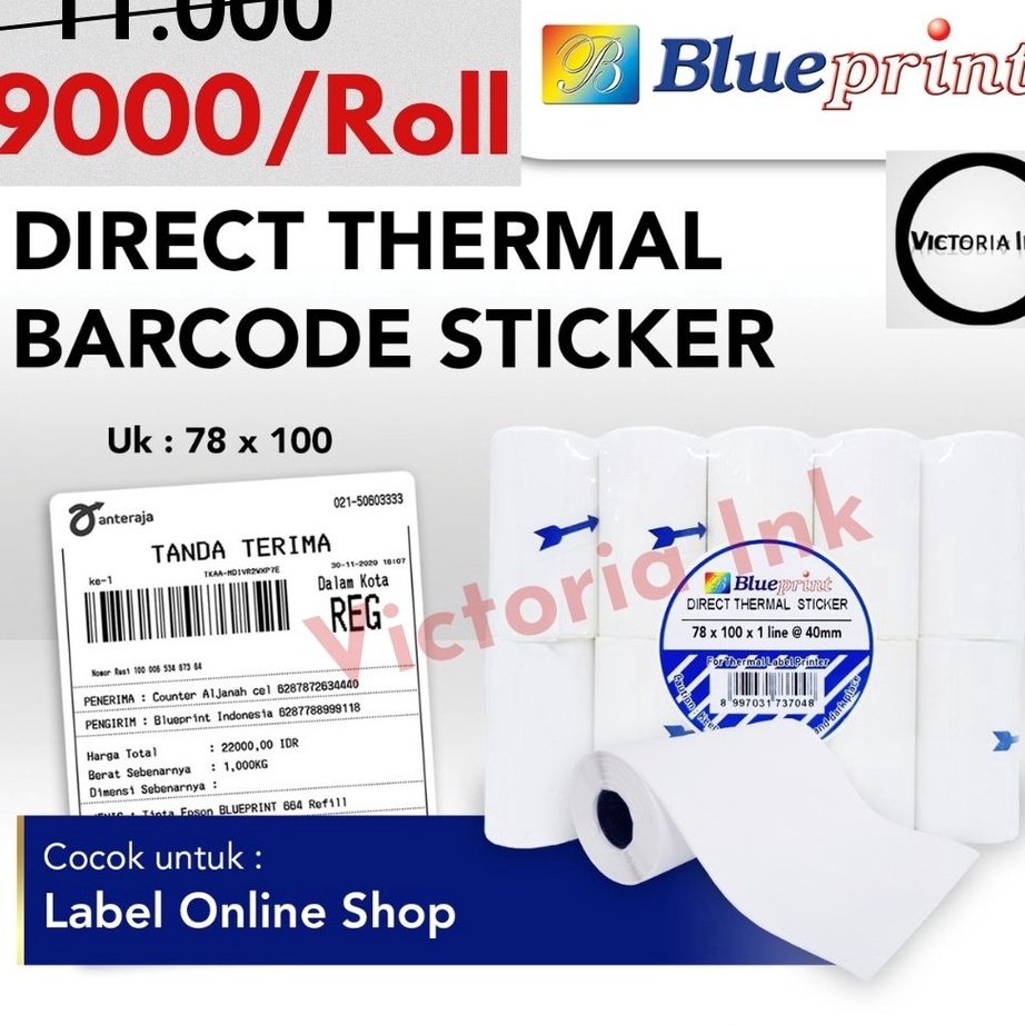 

➷Serba Murah GV6BA Direct Thermal Stiker Blueprint 78x100 Stiker 78x100 isi 90pcs G81 ➯Ready