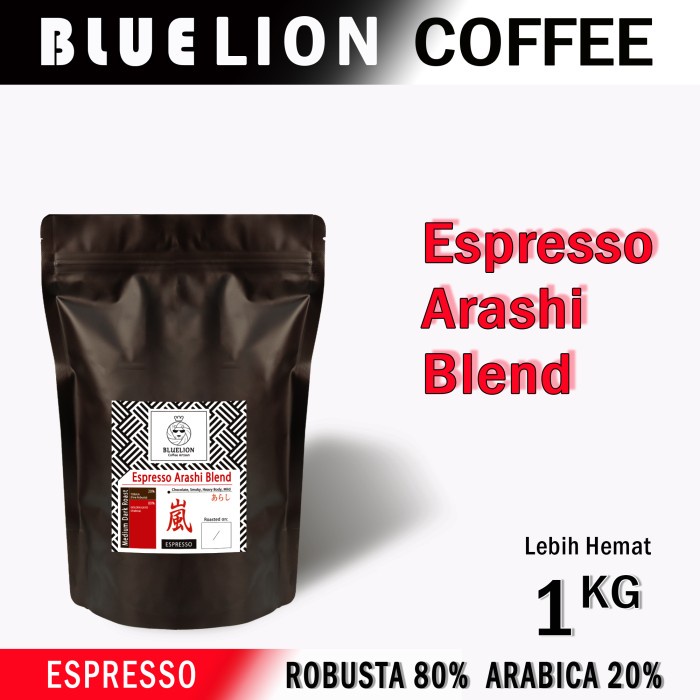 

1 Kg - Espresso Arashi Blend Coffee - Kopi Bluelion