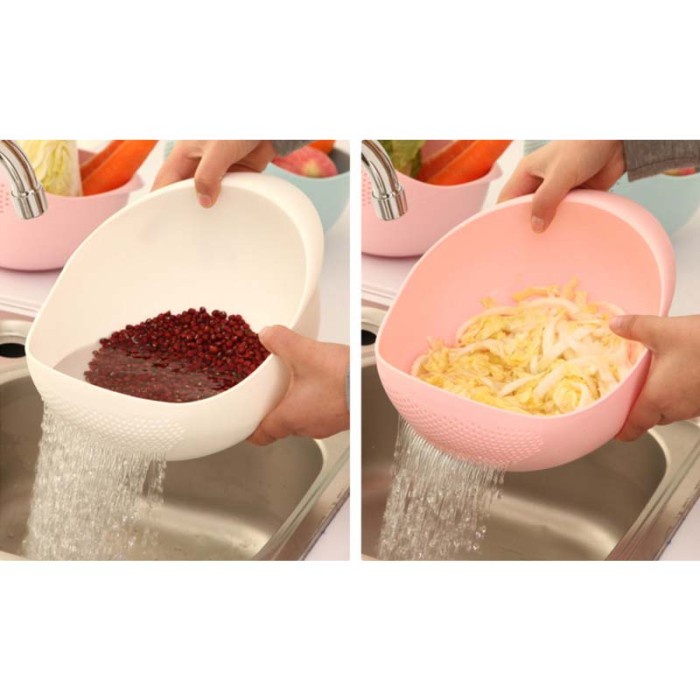 Best Seller Alat Baskom Wadah Cuci Beras Sayuran - Tempat Cuci Beras Putih