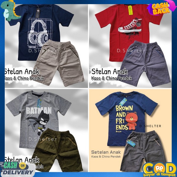 Seteln Kaos Distro Set Anak Usia 2-12 Tahun Stelan Hoodie Pakaian Set Tanggung Pakean Serelan Bocah 