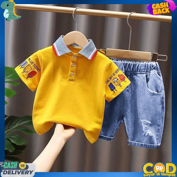Murah Stelan Hoodie Satu Set Pakaian Anak Laki Laki Playset Distro Bisa Cod One Seat Set Tanggung Se
