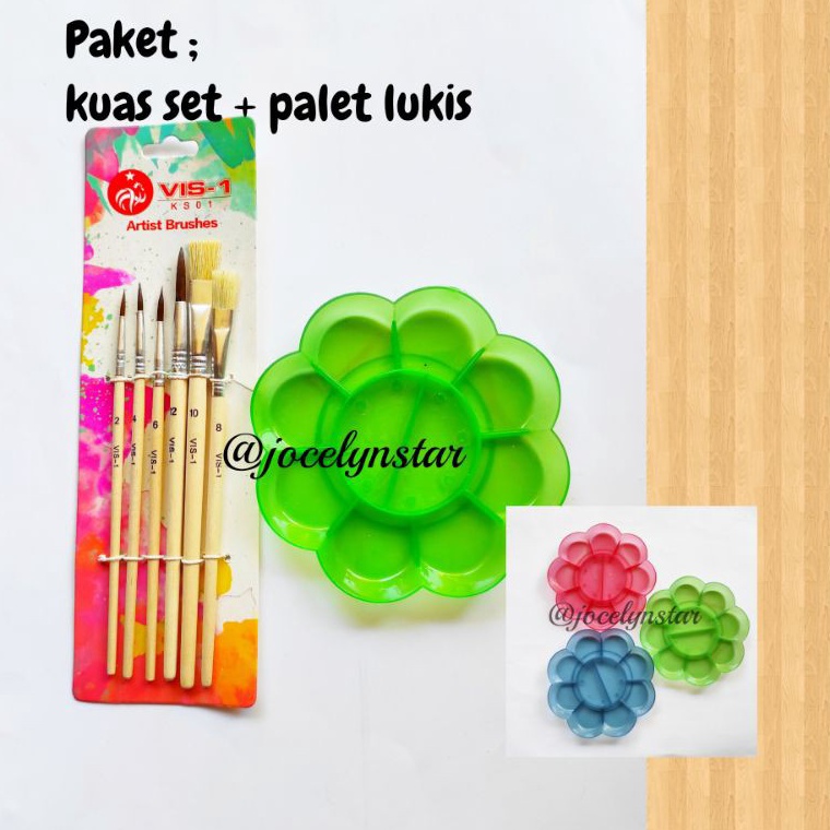 

COD PAKET Melukis ( palet dan kuas 1 set), kuas lukis dan palet lukis Ready