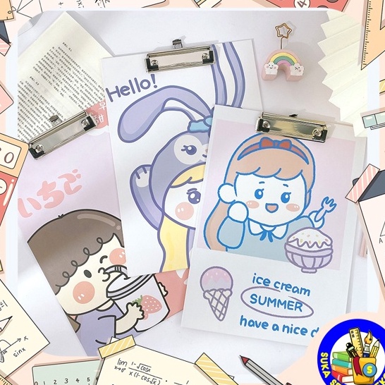 

✶Ready Stock 8IQUR Papan Jalan Cute Girl / Papan Ujian A4 - AT0018 F35 ❂Grosir