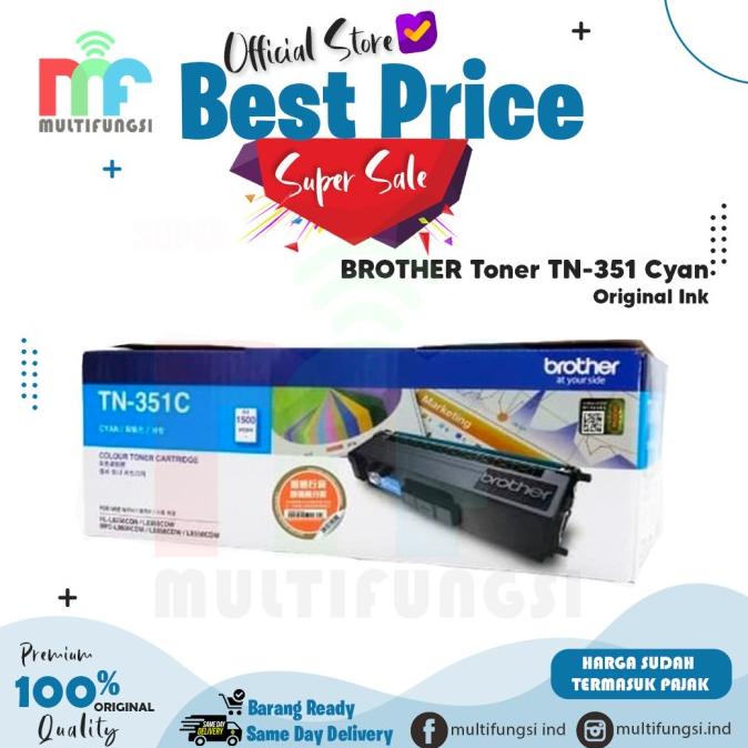 Brother Toner Black TN-351C / TN351C Original TN-351 Cyan Resmi