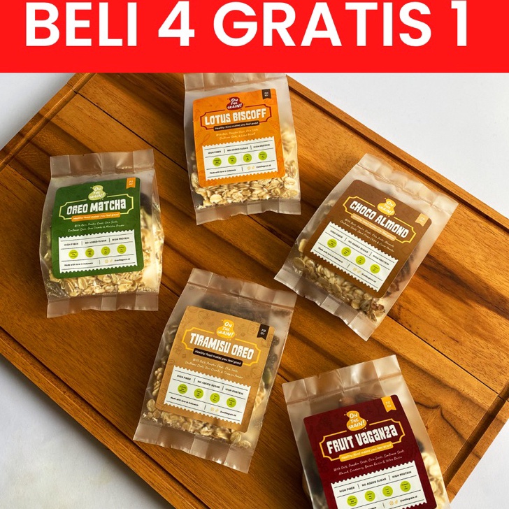 

Best Product V8DNB (5 PACKS) ON THE GRAIN Overnight / Instant Oats - Sarapan Sehat Cemilan Healthy Muesli E37 →Diskon Promo