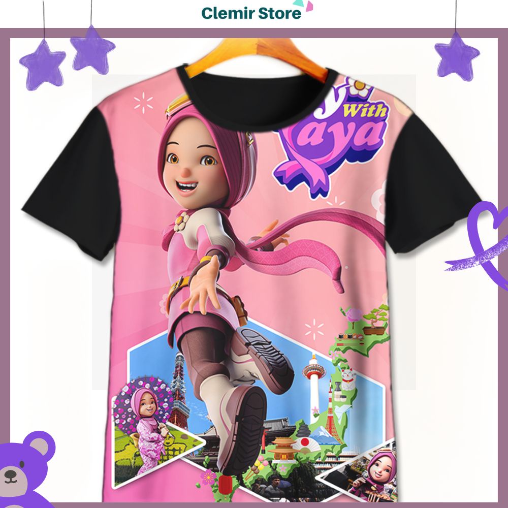 Kaos Anak Yaya Boboiboy Fly With Yaya Untuk Usia 1-12 Tahun | Baju Sublime 3D Printing Anak Yaya Bob