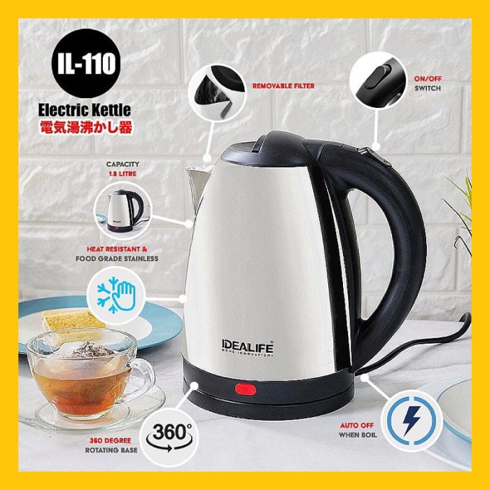 Best Seller Teko Listrik Stainless Otomatis - Teko Listrik Low Watt 1.8L Idealife