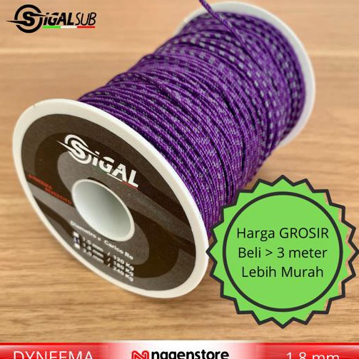 ❈Kirim Sekarang➽ 06SE9 Tali speargun DYNEEMA 1.8mm UNGU PURPLE line speargun SIGALSUB DYNEEMA 1,8mm 