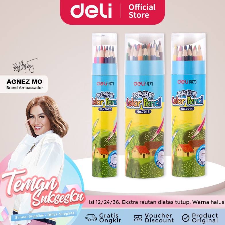 

1.1 BRANDS FESTIVAL Deli Pensil Warna Youku Warna Cerah Bahan Kuat, Bentuk Pensil Heksagonal 12/24/36 Warna 701X