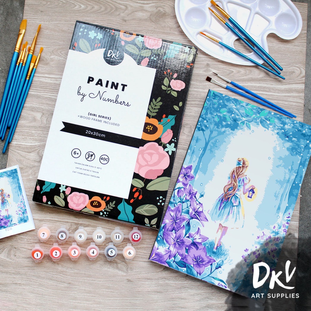 

50 Paint By Number 20x30cm Girl Series DIY Painting Kit Mewarnai Lukisan with Wooden Frame Numbers ➧Readystock
