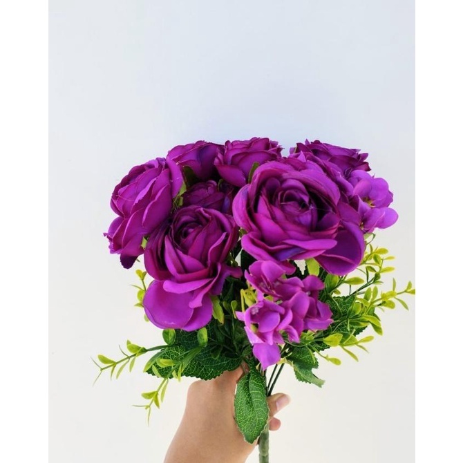 +++++] Bunga Artificial - Camelia Rose x12 Ungu