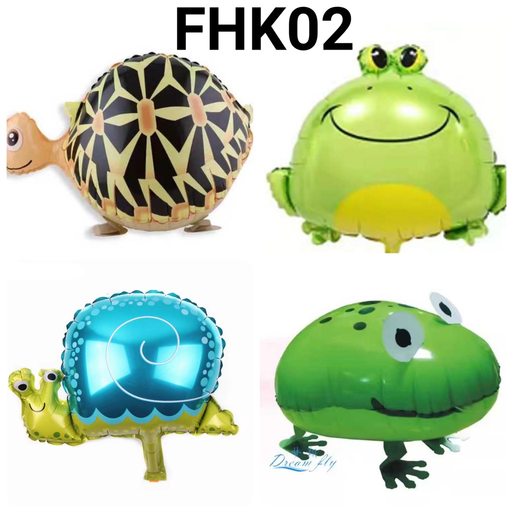 FHK02 Balon foil hewan binatanng turtle kura-kura kodok siput bekicot (Balon Foil Aneka Bentuk) yamama baking