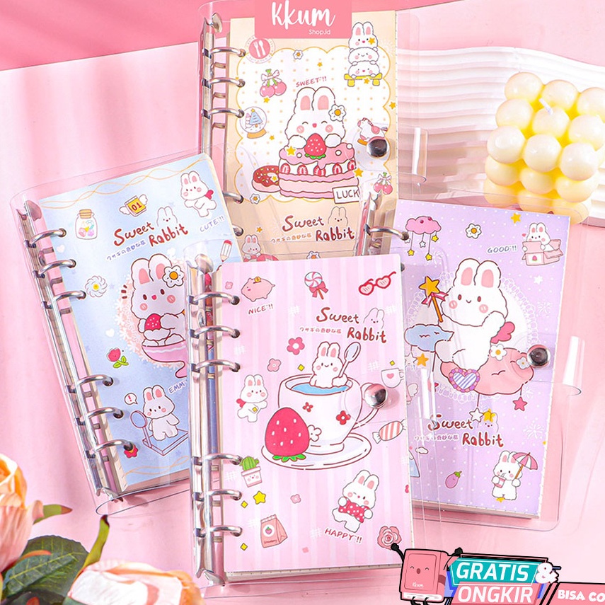 

Miliki 100 lembar Binder note A6 cute rabbit/ Daily planner/ Agenda/ Journal MLR