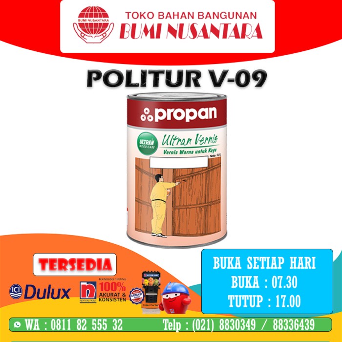 Terlaris Ultran Vernish V09/ Politur Kayu Propan Pernis Propan