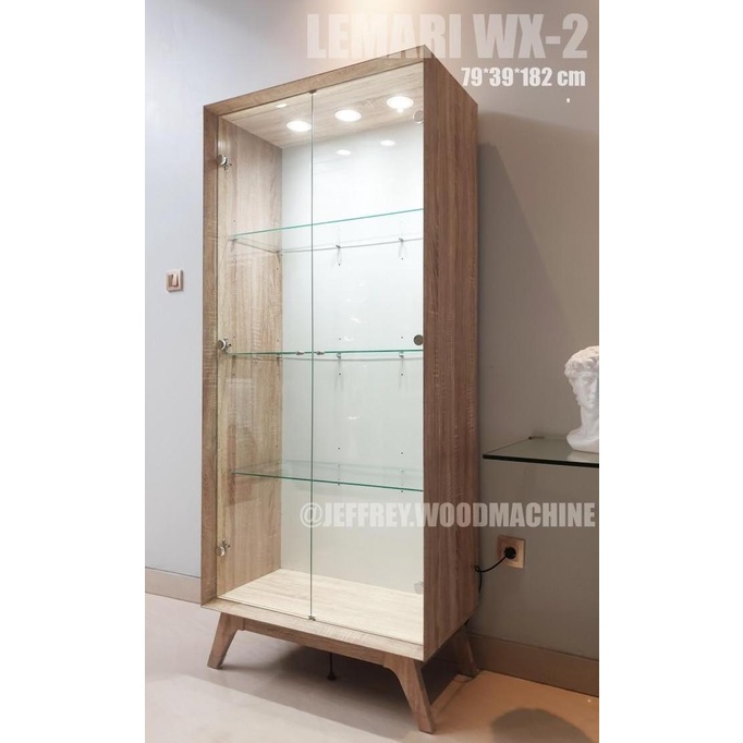 Ready Stok Lemari Scandinavian Rak Pajang Kaca Pajangan Kayu Minimalis Qierenahaisu