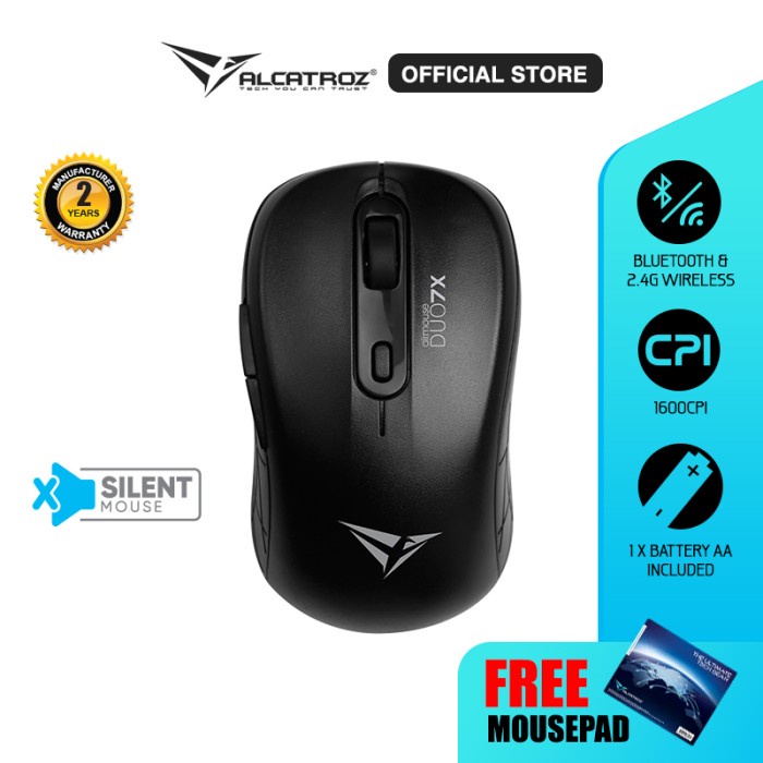 BRG BARU Alcatroz AirMouse Duo 7X Silent Click Wireless Mouse