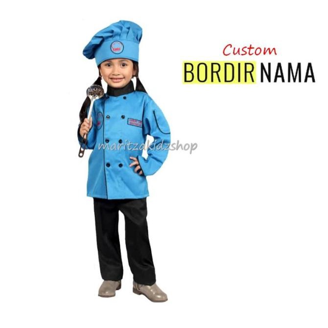 Baju Kostum Seragam Profesi Anak Koki Chef Biru