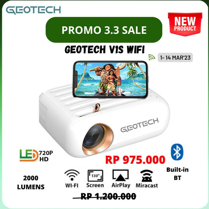 Mini Proyektor GEOTECH V1S Projector Mini LED with Bluetooth 2000Lumen