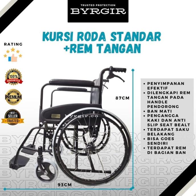 BYRGIR Kursi Roda Standar Lipat Travel Traveling Wheelchair Lansia