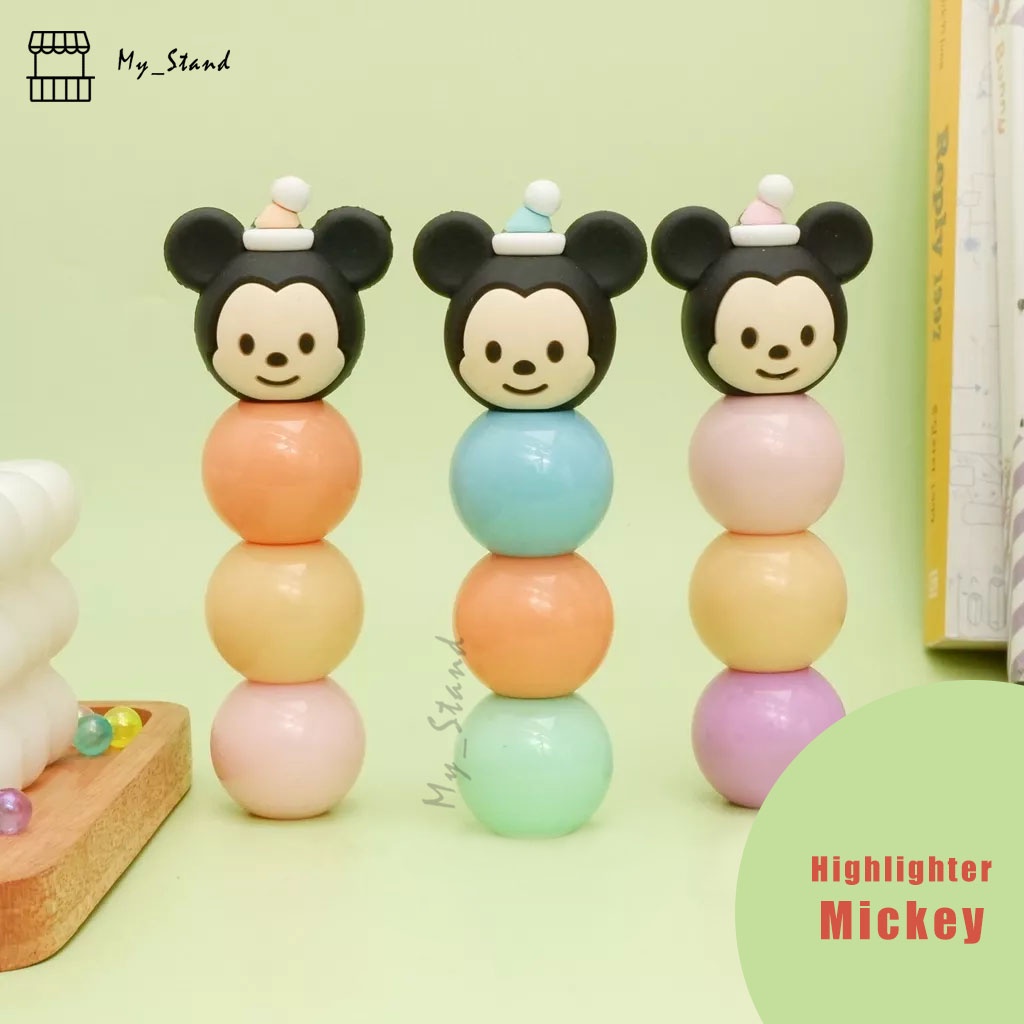 

Highlighter 3D XC-028 Tumpuk Mickey Minnie 1 Set Spidol Pastel Marker Textlighter little ball bola pastel Disney karakter ATK lucu souvenir gift anak