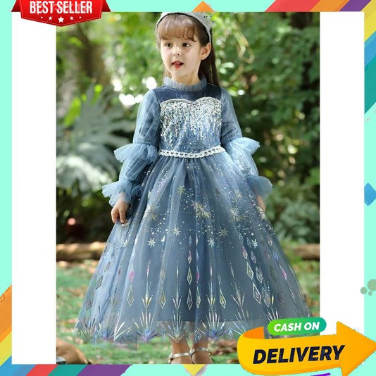 Dress Anak Perempuan 3 4 Tahun 2 5 6 1 7 8 Cewek Umur 9 12 Thn  Minidress Costum Disney Elsa Viral P