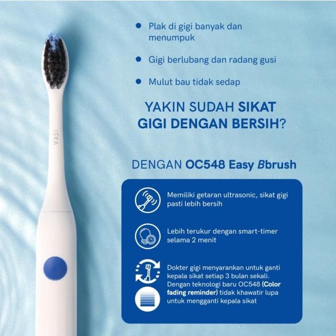 LEKA OC548 Easy Bbrush - Electric Toothbrush Sikat Gigi Elektrik Sonic