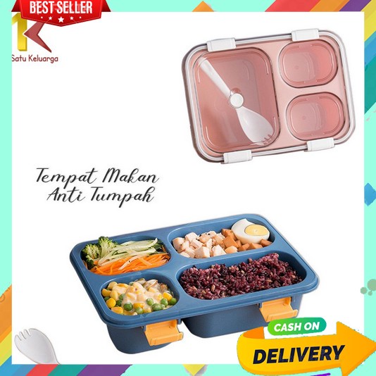 Kotak Makan Lunch Box 1 Set Lengkap Murah Anak Bento 4 Sekat Ultah Karakter Lucu 3 Tempat Sayuran La