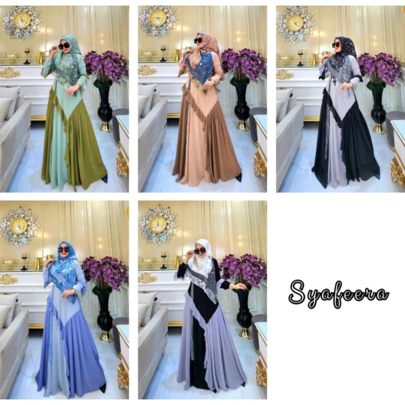 Queen Series by Syafeera || Set Gamis Syari double kantong