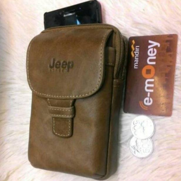 SEN259 Dompet hp kulit jeep 6317 tinggi 16cm, hpo, sarung hp, tempat hp di ikat pinggang *
