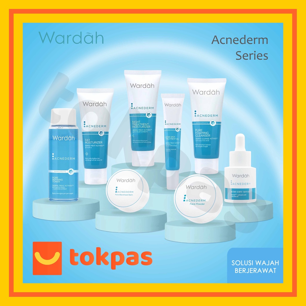 Wardah Acnederm Series Day / Night Moisturizer / Serum / Pore Refining Toner / Pore Blackhead Balm /