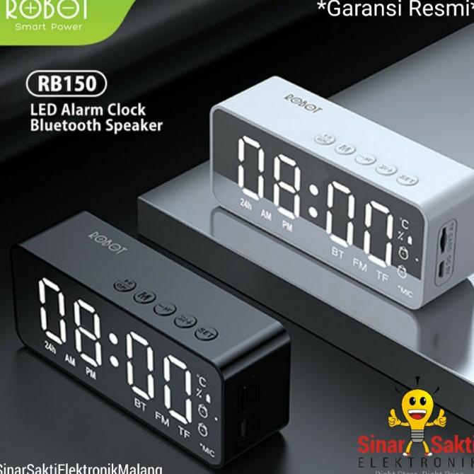 Robot Jam Meja Led Digital + Speaker Bluetooth Wireless Alarm Clock FM
