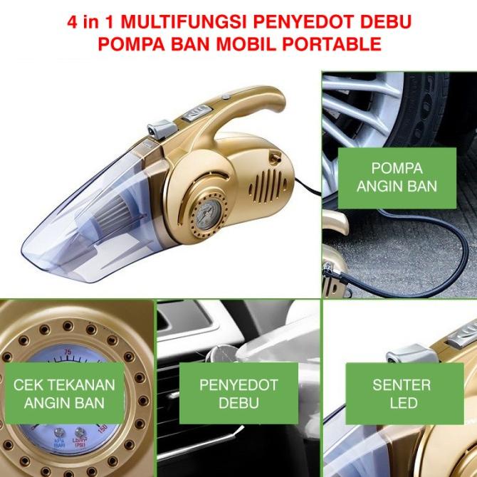 4in1 Car Vacuum Cleaner Penyedot Debu Pompa Angin Tekanan Ban Mobil