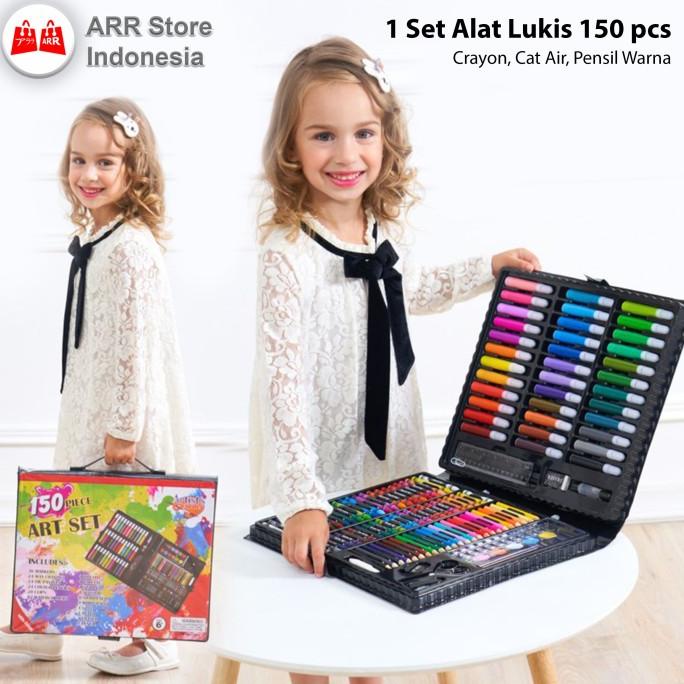 

Crayon Set Alat Lukis Mewarnai Anak Set Koper 150 Pcs Pensil Warna Set