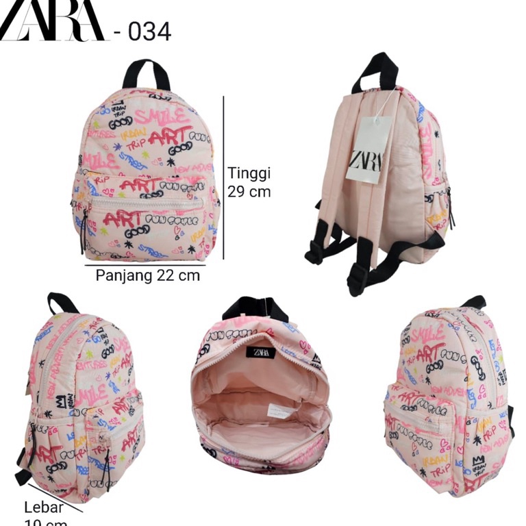✨TERBARU✨ Tas Mini Ransel Anak Perempuan Zara Kids Graffiti Backpack / Waist Belt Bag Original Tas P