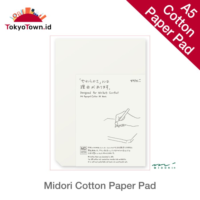 

Midori Memo Md Paper Pad Cotton A5, Plain