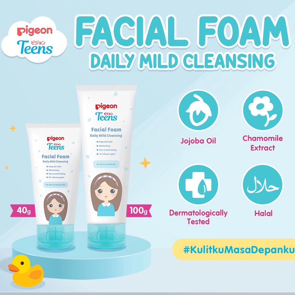 (9N2H-A Pigeon Teens Facial Foam Daily Mild Cleansing 100 g / Sabun Muka Kulit Kering / Pembersih Wa